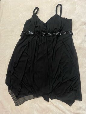 Enfocus Studio Black Sequin-Trim Braided Strap Camisole 14w